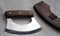 Poshland TTC-111 Handmade Demascus Ulu kitchen Knife -Wood Handle (Walnut Wood)