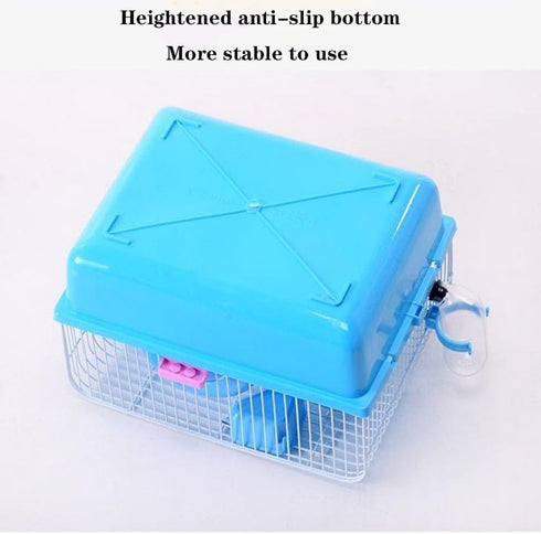 Pet Hamster Cage with Running Wheel, Water Bottle, Food Basin, Portable Carrier House Mice Home Habitat for Going Out,
