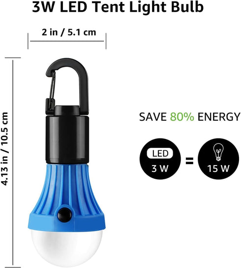 Lepro LED Camping Lantern, 3 Lighting Modes, Hanging Tent Light Bulbs with Clip Hook, 4 Packs