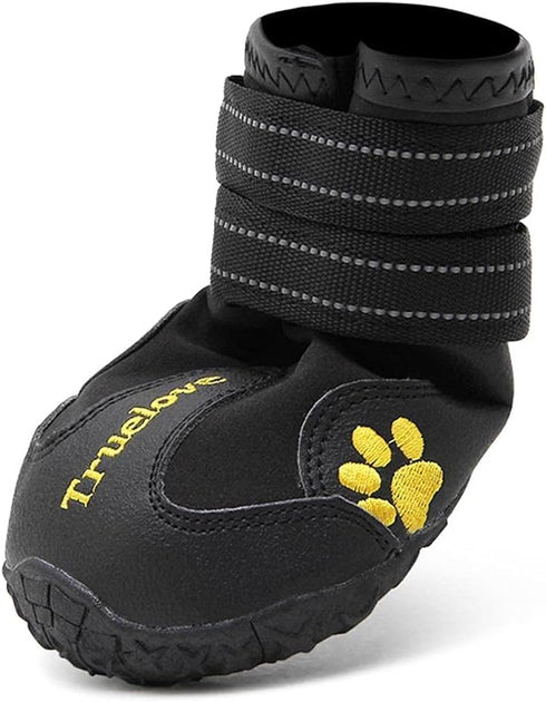 TRUE LOVE Dog Shoes Waterproof Anti-Slip Rain Boots with Reflective TLS3961, Black, Size 6