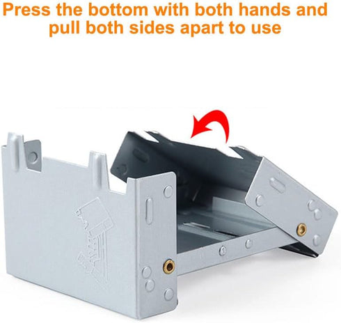 Folding Portable Stove - 95 x 75mm Solid Fuel Camping Stove for Outdoor Cooking