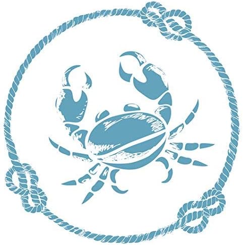 EW Designs Pretty Blue Crab with Nautical Knots Vinyl Decal Bumper Sticker (8" Wide)