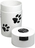Pawvac 6 Ounce Vacuum Sealed Pet Food Storage Container, White Cap & Body/Black Paws