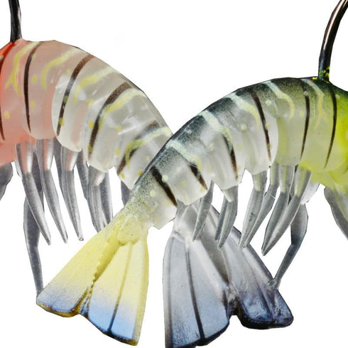 Lagnlnaoy 7Pcs 4.13 Inch 0.42 Oz Lifelike Artificial Shrimp Lure - / Soft Bait with Flat Claw, Luminescent Design