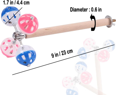 Bird Stand Perch Toy with Rotating Balls,Parakeet Stand Perch Toy for Metal Cage, Fun Toy for Parrots Cockatiels