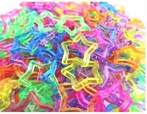 Star Shape Clear Color Chain Links, Plastic Neon Toy Parrot Bird Foot Parts, Kid DIY, 100pcs