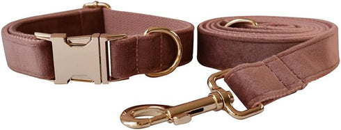 Dog Collar and Leash Set, Soft Velvet Collar and Leash with Heavy Duty Metal Buckle, Adjustable for Small Medium Large