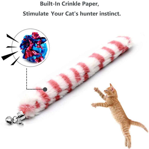 LASOCUHOO Cat Worm Toys, 3 Packs Interactive Cat Wand Replacement, Wand Refill Attachments for Indoor Cats