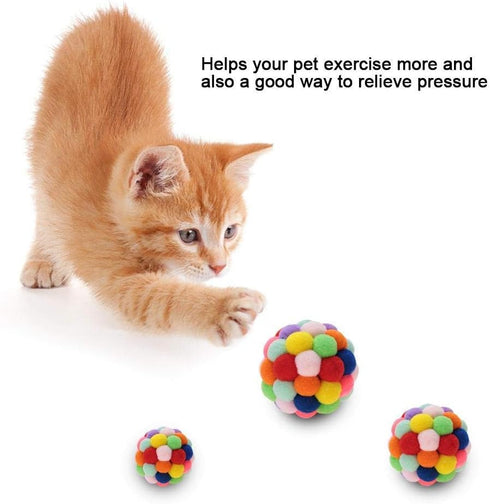 Pet Cat Plush Ball Toy, Interactive Chewing Training Tool with Bell for Dogs and Puppies (S)