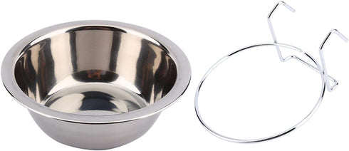 Hanging Pet Bowl: Stainless Steel Dog Crate Bowl for Food and Water with Hook for Dogs and Cats in Cage