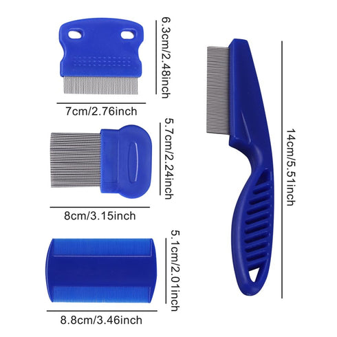 5 Pieces Dog Tear Stain Remover Combs, Pet Grooming Flea Combs, Double Sided Care Comb for Kittens Puppies (Blue)