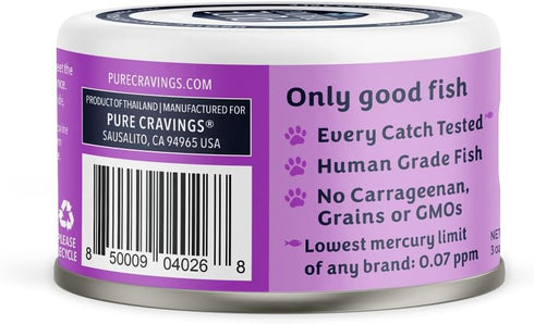 Sardine Flakes in Tuna Consommé, Canned Wet Cat Food Soup, 100% Mercury-Tested, Grain-Free Protein, Non-GMO, 3oz, Pack