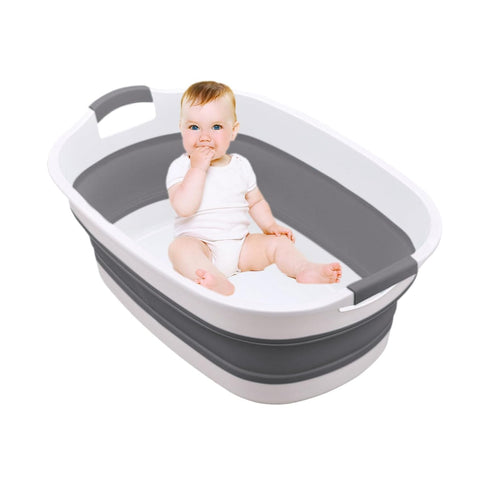 Generic 40x60x24cm Bath Tub PP+TPE Folding Washing Basin, Easy Drain Structure | Perfect for Dog Washing, Child