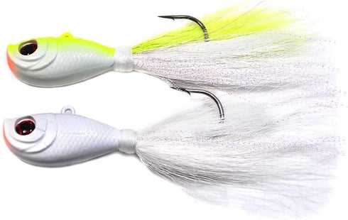 Kmucutie 2 pcs Deer Tail haiKr bucktail Jig Saltwater or Freshwater Bait for Bass Flounder Fishing Lure