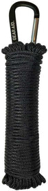 GEAR AID 325 Black Paracord and Carabiner, 50 ft Utility Cord for Camping and Hiking