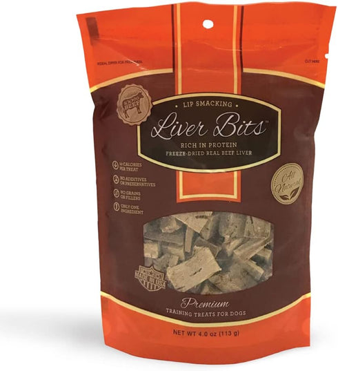 Liver Bits Treats for Dogs, 4 oz, Freeze Dried Training Treats, 100% Natural Raw Beef Liver