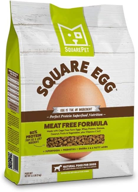 Square Egg Dry Dog Food, Gentle Kibble Structure, Whey Protein, Easily Digestible for Senior Dogs, 4.4 lbs