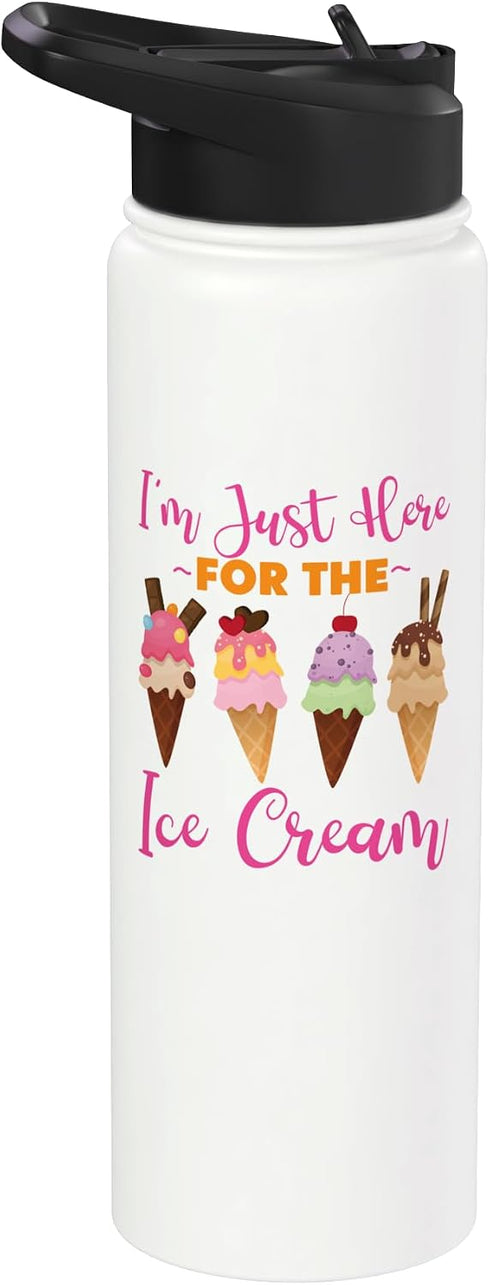 Cute Ice Cream Lover Boy Girl HS0 Ice Cream Cone I'm Just Here For The Ice Cream Stainless Steel