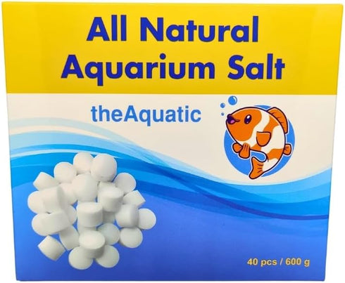 theaquatic (40 Premium Aquarium Salt, Aquarium Salt Freshwater Tablets for Aquarium Water Treatments Essential Supplies