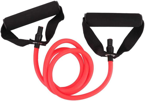 Resistance Exercise Band - Stretch Rubber Tube Workout Fitness with Comfortable Handles for Yoga Gym (Red)