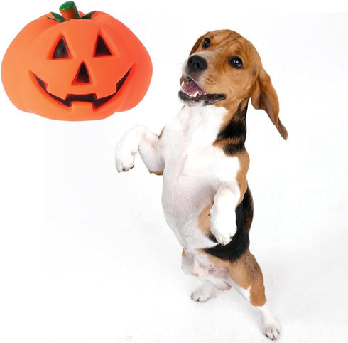 caralin Dog Interative Toy Squeaky Pumpkin Dog for Teaser Toy for Dogs Cats Training for Play