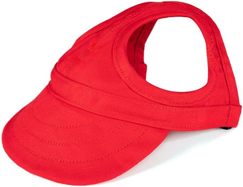 Dog Baseball Cap with Big Ear Holes, Adjustable Pet Sun Hat for Small Medium Large Dogs, Comfortable Red Cap with Strap