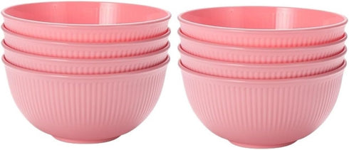 Generic 4/8pcs Pink Vertical Bowl Household Plastic Drop Resistant Rice Outdoor Camping Meal(8pcs-pink)