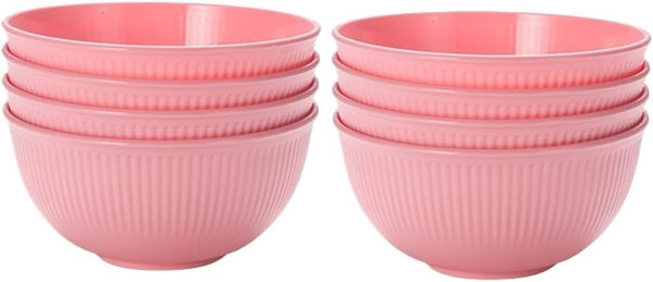 Generic 4/8pcs Pink Vertical Bowl Household Plastic Drop Resistant Rice Outdoor Camping Meal(8pcs-pink)
