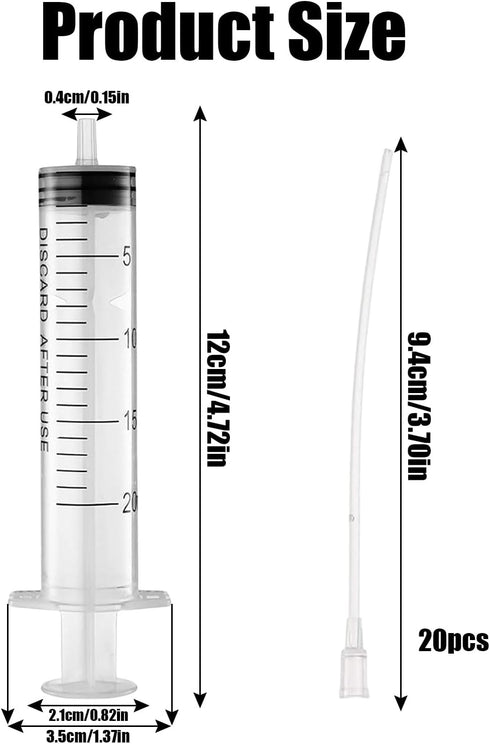 Baby Bird Feeding Syringe Set, 20ml Pet Parrot Milk Feeding Syringe with Tubes for Scientific Industrial Labs