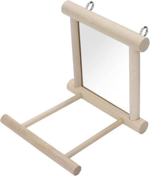 Bird Mirror with Perch, Bird Toys for Parrots, Budgies, Cockatiels, Lovebirds, Finches, Canaries