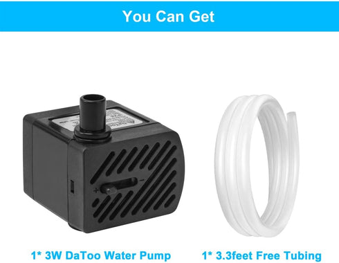 50GPH 3W Small Submersible Water Pump, Mini Fountain Pump Ultra Quiet for Aquarium Fish Tank Pond Hydroponics
