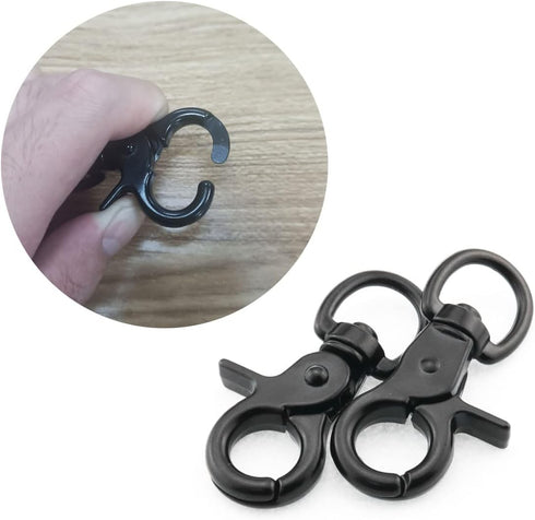 2 Pcs Zinc Alloy Snap Hook, 60mm Black Key Chain, Door Lock Pets Cage Hook, Belt Clip for Dog Traction Rope