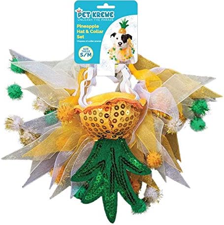 Pet Krewe Pineapple Hat and Collar, Fits Small, Medium, Large, Extra Large Dogs - Perfect for Halloween, Parties, Gifts