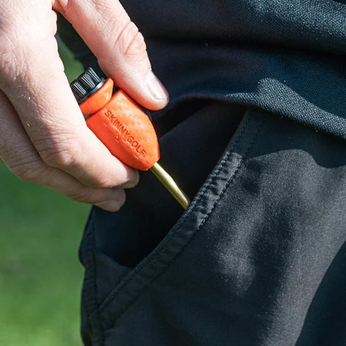 Skinny Golf Pocket Caddie 4-in-1 Tool - Divot Tool, Ball Marker, Scrub Brush, Groove Cleaner Golf Accessory