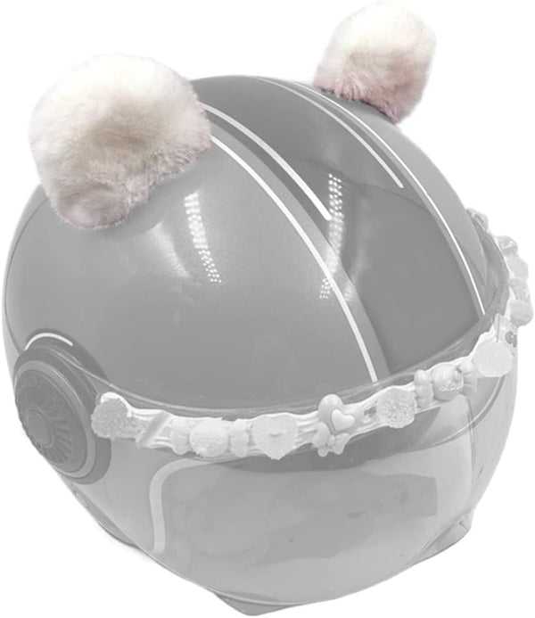 Kawaii Round Bear Ears - Plush Adhesive Ski Helmet Accessory for Children, Balance Bike Helmet Decor