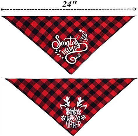 JPB Christmas Dog Bandana Pack of 4 Classic Buffalo Plaid Pets Scarf Triangle Bibs Kerchief Set
