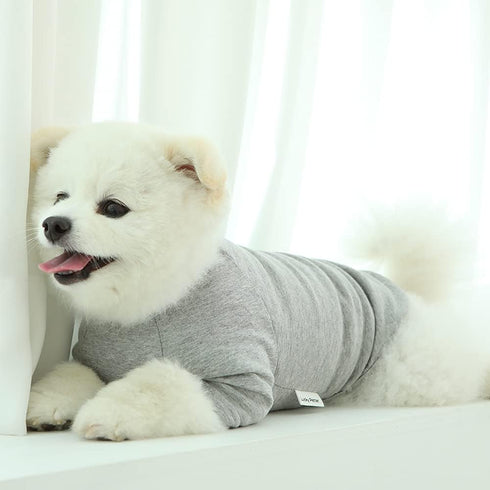 Large Gray Dog Shirt for Small Dogs - Soft Breathable Cotton T-Shirts Pet Clothes