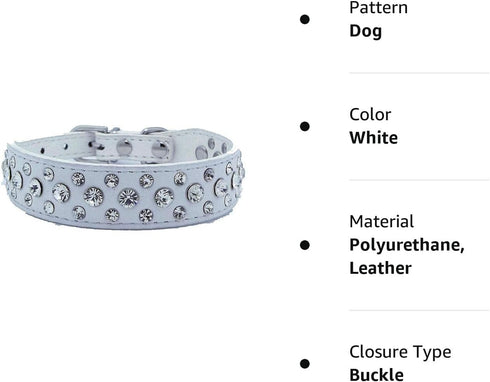 Bling Rhinestone PU Leather Crystal Diamond Pet Collar for Dog Cat Puppy – Black – Sizes S M L XL (White, L)