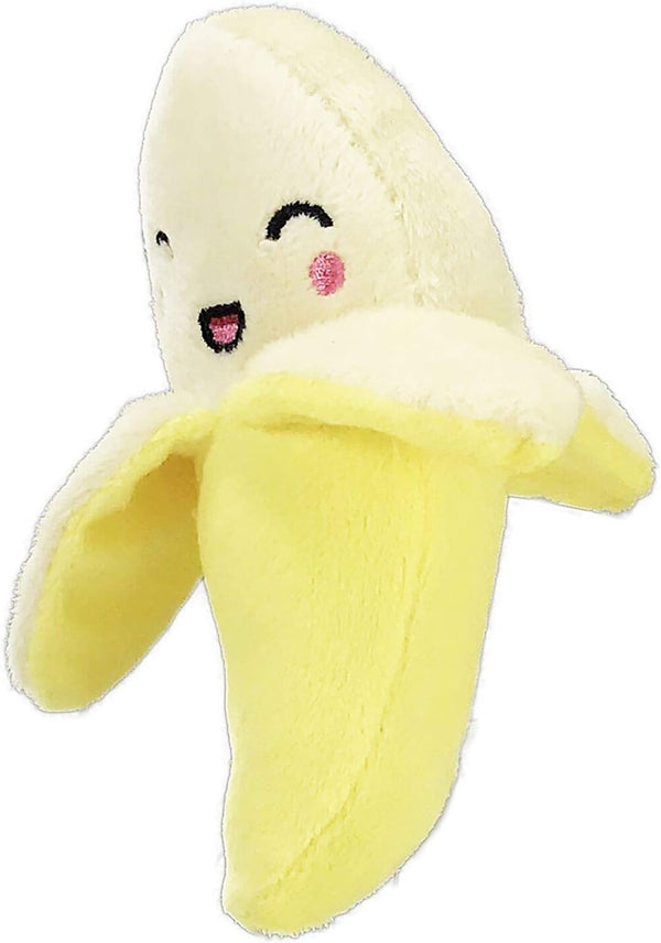 PetSport Tiny Tots Foodie Banana Dog Toy - Soft Plush Interactive Squeak Toy for Small Dogs - 5 Inch
