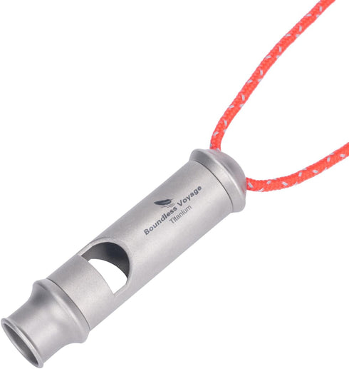 iBasingo Titanium Whistle - Emergency Survival Safety Gear, Loud Camping Signal Whistles with Lanyard (1 Pack)