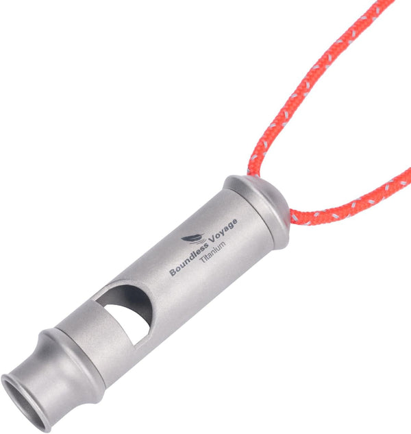 iBasingo Titanium Whistle - Emergency Survival Safety Gear, Loud Camping Signal Whistles with Lanyard (1 Pack)