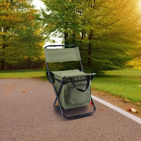 12.2" Depth,12.6" LEADALLWAY Fishing Chair with Cooler Bag Compact Fishing Stool Foldable Small Hunting Chair Seat Seat