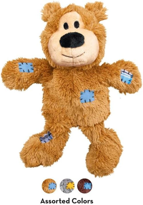 3 Pack KONG Wild Knots Dog Toys Bear, Giraffe & Tiger Durable Plush Toys with Internal Knotted Rope & Squeaker Soft