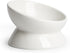 Elevated Tilted Cat Bowl - Ceramic Raised Food Dish for Cats and Small Dogs, 6 Inches, 10 Oz, Anti Vomit, White