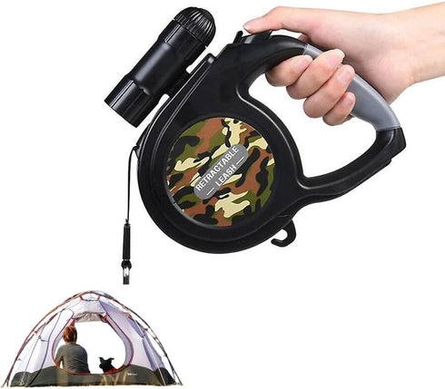 Best Dog Supplies Camping Dog Leash, 26ft/8M Camo Retractable Leash with Built-in Flashlight for Night Walks