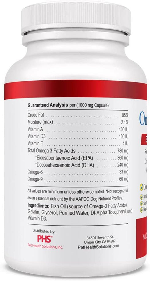 Omega-Caps Extra Strength for Large Breeds - Vet Formulated for Healthy Skin & Coat, Reduces Shedding, 60 Soft Gel