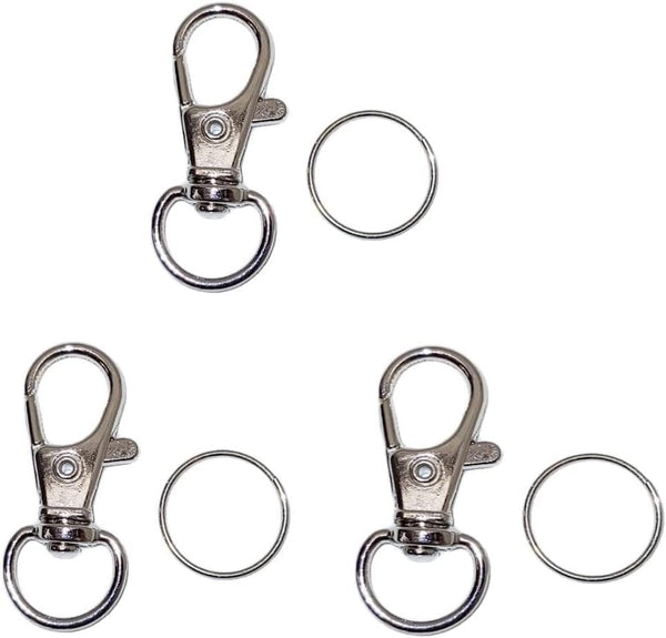 JL Missouri Parts & Misc. 3X Snap Hooks Lanyard Keychain Clips 1 1/4" with 1/2" Split Rings,