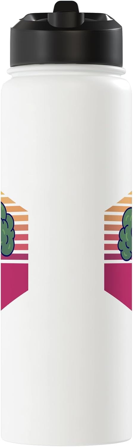 Kawaii Broccoli Vintage Vintage Insulated Water Bottle with Kawaii Broccoli Design