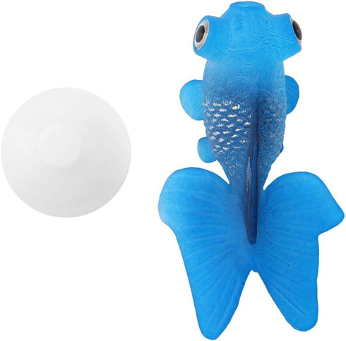 Pssopp Aquarium Fake Fish Decoration, Artificial Blue Goldfish Betta Fish Decoration Silicone Swimming Gold Fish Small Lifelike Fake Fish Funny Fish Tank Ornaments