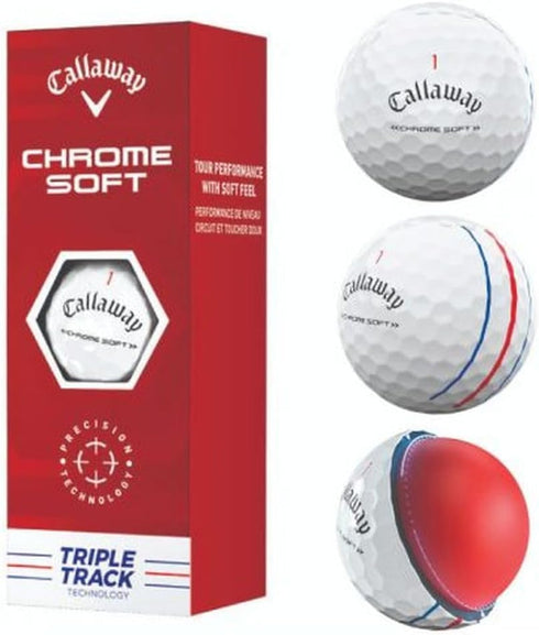 Callaway Chrome Soft Triple Track Golf Balls (White, 3pk) 1 Sleeve 2022